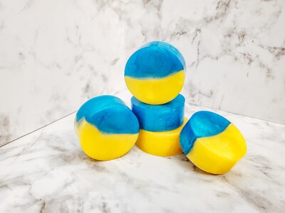 Handmade Blue and Yellow Ukrainian Flag Mini Soap - Custom Scent Options - image1